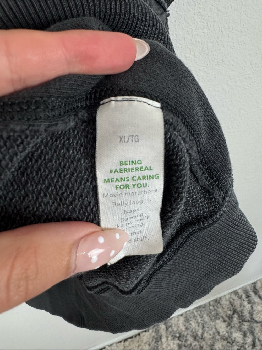 Aerie Dark Charcoal Grey V Neck Oversized Pullover Sweatshirt Sweater - Picture 5 of 5